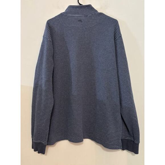 Rodd & Gunn Pullover Knit Sweater Mens XL Blue Striped Long Sleeve 1/4 Zip - Picture 2 of 9